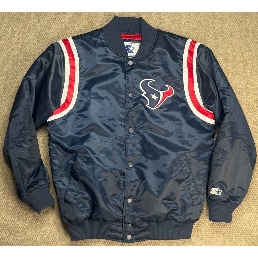 Starter G-III NFL Houston Texans Satin Bomber Jacket Size Large